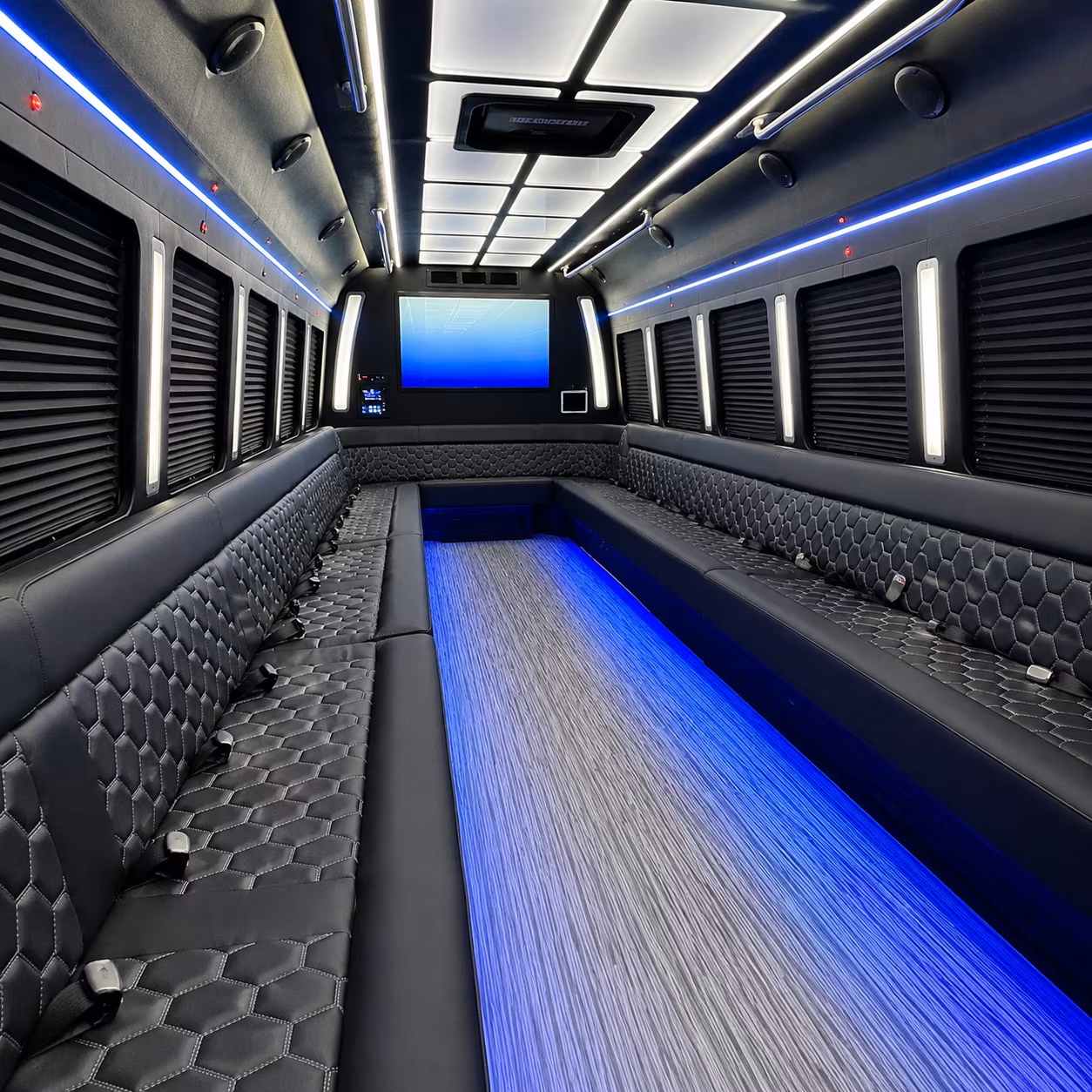 miami gardens 50 passenger party bus inside